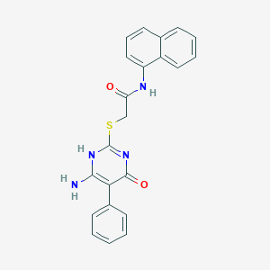 molecular formula C22H18N4O2S B296134 2-[(6-amino-4-oxo-5-phenyl-1H-pyrimidin-2-yl)sulfanyl]-N-naphthalen-1-ylacetamide 