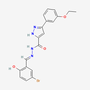 molecular formula C19H17BrN4O3 B2961340 (E)-N'-(5-溴-2-羟基苯亚甲基)-3-(3-乙氧基苯基)-1H-吡唑-5-甲酰肼 CAS No. 1284268-58-1