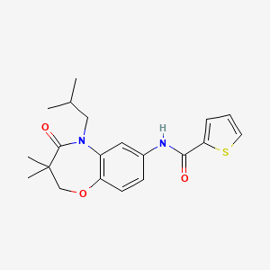 molecular formula C20H24N2O3S B2961346 N-(5-异丁基-3,3-二甲基-4-氧代-2,3,4,5-四氢苯并[b][1,4]恶杂环庚-7-基)噻吩-2-甲酰胺 CAS No. 921522-71-6