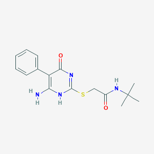 molecular formula C16H20N4O2S B296135 2-[(6-amino-4-oxo-5-phenyl-1H-pyrimidin-2-yl)sulfanyl]-N-tert-butylacetamide 