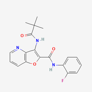 molecular formula C19H18FN3O3 B2961352 N-(2-氟苯基)-3-叔丁酰氨基呋喃并[3,2-b]吡啶-2-甲酰胺 CAS No. 946322-34-5