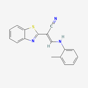 molecular formula C17H13N3S B2961354 (2E)-2-(1,3-benzothiazol-2-yl)-3-[(2-methylphenyl)amino]prop-2-enenitrile CAS No. 637748-83-5