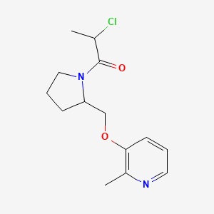 molecular formula C14H19ClN2O2 B2961356 2-Chloro-1-[2-[(2-methylpyridin-3-yl)oxymethyl]pyrrolidin-1-yl]propan-1-one CAS No. 2411302-17-3