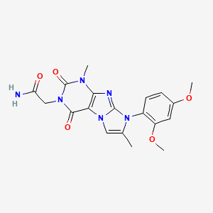 molecular formula C19H20N6O5 B2961357 2-(8-(2,4-dimethoxyphenyl)-1,7-dimethyl-2,4-dioxo-1H-imidazo[2,1-f]purin-3(2H,4H,8H)-yl)acetamide CAS No. 896303-48-3