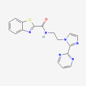 molecular formula C17H14N6OS B2961358 N-(2-(2-(嘧啶-2-基)-1H-咪唑-1-基)乙基)苯并[d]噻唑-2-甲酰胺 CAS No. 1448135-79-2