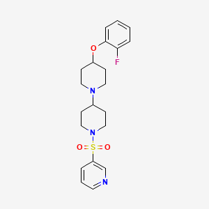 molecular formula C21H26FN3O3S B2961359 4-(2-氟苯氧基)-1'-(吡啶-3-磺酰基)-1,4'-联哌啶 CAS No. 1705340-85-7