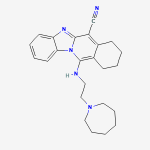 molecular formula C24H29N5 B2961361 11-[(2-氮杂环戊-1-基乙基)氨基]-7,8,9,10-四氢苯并咪唑并[1,2-b]异喹啉-6-腈 CAS No. 844862-81-3