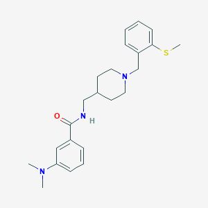 molecular formula C23H31N3OS B2961365 3-(二甲氨基)-N-((1-(2-(甲硫基)苄基)哌啶-4-基)甲基)苯甲酰胺 CAS No. 1235669-20-1