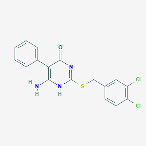 molecular formula C17H13Cl2N3OS B296137 6-amino-2-[(3,4-dichlorophenyl)methylsulfanyl]-5-phenyl-1H-pyrimidin-4-one 