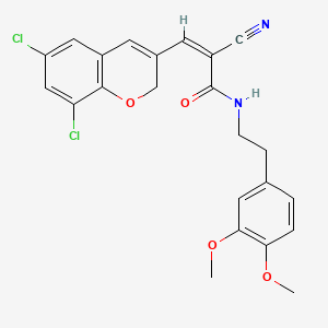 (Z)-2-cyano-3-(6,8-dichloro-2H-chromen-3-yl)-N-[2-(3,4-dimethoxyphenyl)ethyl]prop-2-enamide