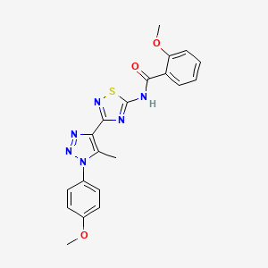 molecular formula C20H18N6O3S B2961372 2-甲氧基-N-{3-[1-(4-甲氧基苯基)-5-甲基-1H-1,2,3-三唑-4-基]-1,2,4-噻二唑-5-基}苯甲酰胺 CAS No. 932537-63-8