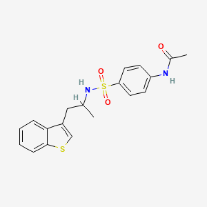 molecular formula C19H20N2O3S2 B2961375 N-(4-(N-(1-(benzo[b]thiophen-3-yl)propan-2-yl)sulfamoyl)phenyl)acetamide CAS No. 2034392-54-4