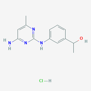 molecular formula C13H17ClN4O B2961382 1-(3-((4-Amino-6-methylpyrimidin-2-yl)amino)phenyl)ethanol hydrochloride CAS No. 1396865-73-8