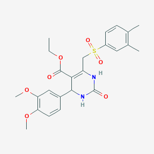 molecular formula C24H28N2O7S B2961387 Ethyl 4-(3,4-dimethoxyphenyl)-6-(((3,4-dimethylphenyl)sulfonyl)methyl)-2-oxo-1,2,3,4-tetrahydropyrimidine-5-carboxylate CAS No. 902277-73-0