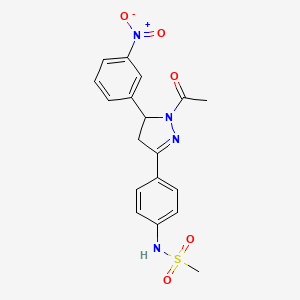 N-(4-(1-acetyl-5-(3-nitrophenyl)-4,5-dihydro-1H-pyrazol-3-yl)phenyl)methanesulfonamide