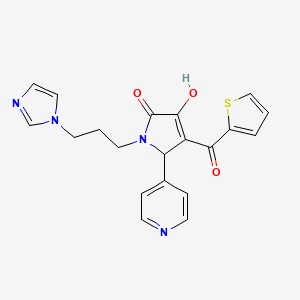 molecular formula C20H18N4O3S B2961393 1-(3-(1H-imidazol-1-yl)propyl)-3-hydroxy-5-(pyridin-4-yl)-4-(thiophene-2-carbonyl)-1H-pyrrol-2(5H)-one CAS No. 381190-21-2