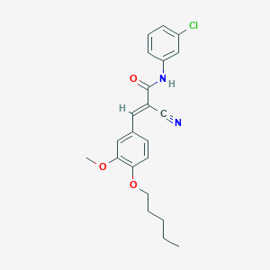 molecular formula C22H23ClN2O3 B2961397 (E)-N-(3-chlorophenyl)-2-cyano-3-(3-methoxy-4-pentoxyphenyl)prop-2-enamide CAS No. 380434-55-9