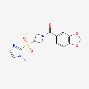 benzo[d][1,3]dioxol-5-yl(3-((1-methyl-1H-imidazol-2-yl)sulfonyl)azetidin-1-yl)methanone
