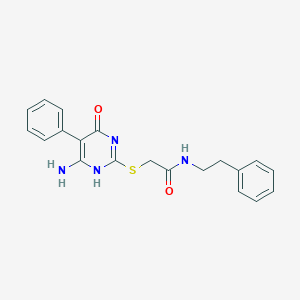 molecular formula C20H20N4O2S B296140 2-[(6-amino-4-oxo-5-phenyl-1H-pyrimidin-2-yl)sulfanyl]-N-(2-phenylethyl)acetamide 
