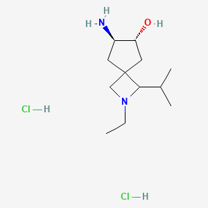 molecular formula C12H26Cl2N2O B2961401 (6R,7R)-7-氨基-2-乙基-3-丙-2-基-2-氮杂螺[3.4]辛烷-6-醇；二盐酸盐 CAS No. 2137440-08-3