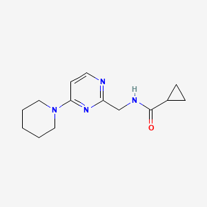 molecular formula C14H20N4O B2961405 N-((4-(piperidin-1-yl)pyrimidin-2-yl)methyl)cyclopropanecarboxamide CAS No. 1797292-09-1