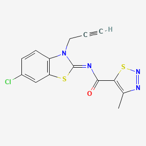 molecular formula C14H9ClN4OS2 B2961418 (Z)-N-(6-chloro-3-(prop-2-yn-1-yl)benzo[d]thiazol-2(3H)-ylidene)-4-methyl-1,2,3-thiadiazole-5-carboxamide CAS No. 1173495-47-0