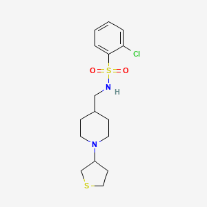 molecular formula C16H23ClN2O2S2 B2961419 2-chloro-N-((1-(tetrahydrothiophen-3-yl)piperidin-4-yl)methyl)benzenesulfonamide CAS No. 2034477-20-6