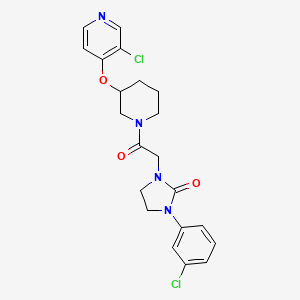 molecular formula C21H22Cl2N4O3 B2961422 1-(3-氯苯基)-3-(2-(3-((3-氯吡啶-4-基)氧)哌啶-1-基)-2-氧乙基)咪唑并[2,4]噻唑-2-酮 CAS No. 2097911-79-8