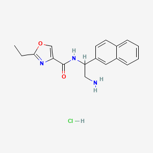 molecular formula C18H20ClN3O2 B2961426 N-(2-Amino-1-naphthalen-2-ylethyl)-2-ethyl-1,3-oxazole-4-carboxamide;hydrochloride CAS No. 2445792-99-2