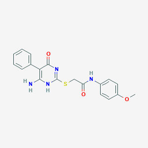 molecular formula C19H18N4O3S B296143 2-[(6-amino-4-oxo-5-phenyl-1H-pyrimidin-2-yl)sulfanyl]-N-(4-methoxyphenyl)acetamide 