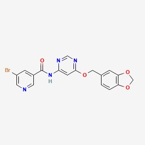 N-(6-(benzo[d][1,3]dioxol-5-ylmethoxy)pyrimidin-4-yl)-5-bromonicotinamide