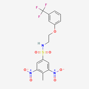 molecular formula C16H14F3N3O7S B2961431 4-甲基-3,5-二硝基-N-(2-(3-(三氟甲基)苯氧基)乙基)苯磺酰胺 CAS No. 1105233-93-9