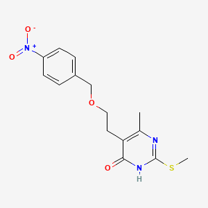 molecular formula C15H17N3O4S B2961439 6-methyl-2-(methylsulfanyl)-5-{2-[(4-nitrobenzyl)oxy]ethyl}-4(3H)-pyrimidinone CAS No. 338402-12-3