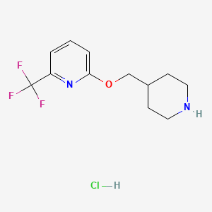 molecular formula C12H16ClF3N2O B2961448 2-[(哌啶-4-基)甲氧基]-6-(三氟甲基)吡啶盐酸盐 CAS No. 2097937-66-9