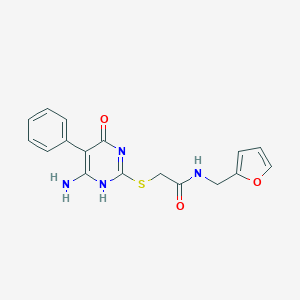 molecular formula C17H16N4O3S B296145 2-[(6-amino-4-oxo-5-phenyl-1H-pyrimidin-2-yl)sulfanyl]-N-(furan-2-ylmethyl)acetamide 