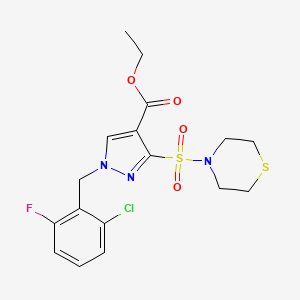ethyl 1-(2-chloro-6-fluorobenzyl)-3-(thiomorpholinosulfonyl)-1H-pyrazole-4-carboxylate