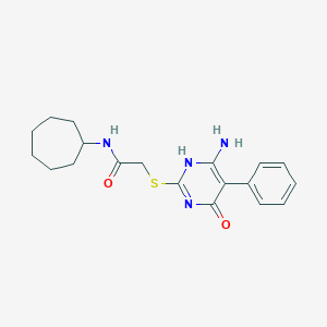 molecular formula C19H24N4O2S B296147 2-[(6-amino-4-oxo-5-phenyl-1H-pyrimidin-2-yl)sulfanyl]-N-cycloheptylacetamide 