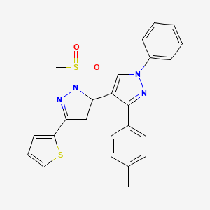 2-(methylsulfonyl)-1'-phenyl-5-(thiophen-2-yl)-3'-(p-tolyl)-3,4-dihydro-1'H,2H-3,4'-bipyrazole
