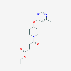 molecular formula C17H25N3O4 B2961472 4-(4-((2,6-二甲基嘧啶-4-基)氧基)哌啶-1-基)-4-氧代丁酸乙酯 CAS No. 2034558-11-5