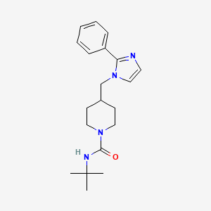 molecular formula C20H28N4O B2961474 N-(tert-butyl)-4-((2-phenyl-1H-imidazol-1-yl)methyl)piperidine-1-carboxamide CAS No. 1396798-88-1