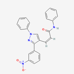 molecular formula C24H18N4O3 B2961478 (Z)-3-(3-(3-硝基苯基)-1-苯基-1H-吡唑-4-基)-N-苯基丙烯酰胺 CAS No. 1007190-68-2