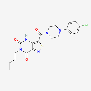 molecular formula C20H22ClN5O3S B2961485 6-丁基-3-{[4-(4-氯苯基)哌嗪-1-基]甲酰}异噻唑并[4,3-d]嘧啶-5,7(4H,6H)-二酮 CAS No. 1251550-19-2