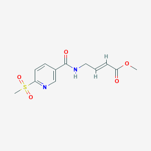 molecular formula C12H14N2O5S B2961488 Methyl (E)-4-[(6-methylsulfonylpyridine-3-carbonyl)amino]but-2-enoate CAS No. 2419121-41-6