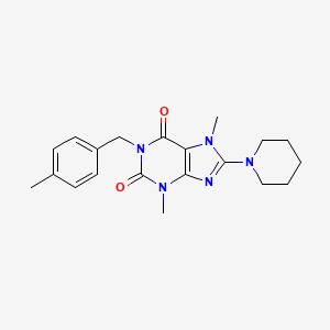 molecular formula C20H25N5O2 B2961495 3,7-二甲基-1-(4-甲基苄基)-8-(哌啶-1-基)-1H-嘌呤-2,6(3H,7H)-二酮 CAS No. 919020-20-5
