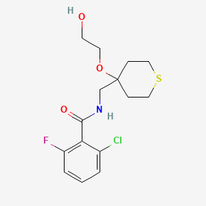 molecular formula C15H19ClFNO3S B2961501 2-chloro-6-fluoro-N-((4-(2-hydroxyethoxy)tetrahydro-2H-thiopyran-4-yl)methyl)benzamide CAS No. 2195942-21-1