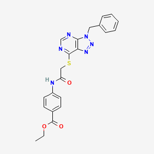 molecular formula C22H20N6O3S B2961511 ethyl 4-(2-((3-benzyl-3H-[1,2,3]triazolo[4,5-d]pyrimidin-7-yl)thio)acetamido)benzoate CAS No. 863452-90-8
