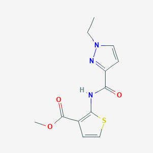 molecular formula C12H13N3O3S B2961512 methyl 2-(1-ethyl-1H-pyrazole-3-carboxamido)thiophene-3-carboxylate CAS No. 955569-06-9