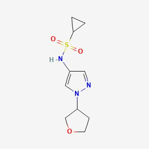 molecular formula C10H15N3O3S B2961517 N-(1-(四氢呋喃-3-基)-1H-吡唑-4-基)环丙磺酰胺 CAS No. 1797865-80-5