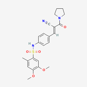 N-[4-[(E)-2-cyano-3-oxo-3-pyrrolidin-1-ylprop-1-enyl]phenyl]-4,5-dimethoxy-2-methylbenzenesulfonamide