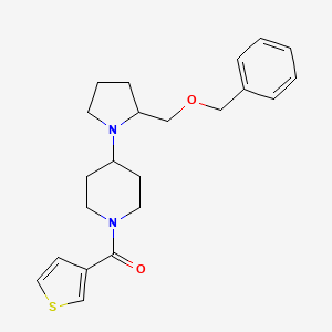 molecular formula C22H28N2O2S B2961532 (4-(2-((Benzyloxy)methyl)pyrrolidin-1-yl)piperidin-1-yl)(thiophen-3-yl)methanone CAS No. 2034251-70-0